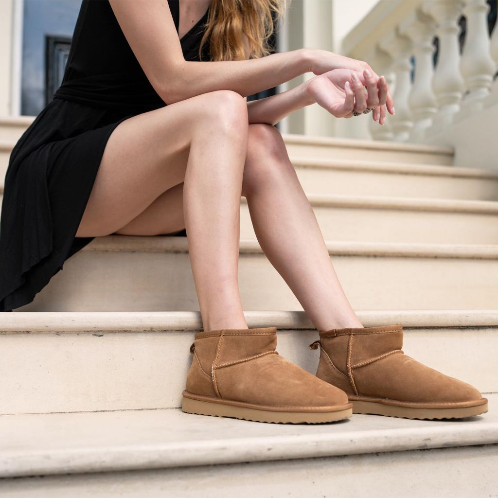 Riemot Ankle Boots for Women, Chestnut - size 9