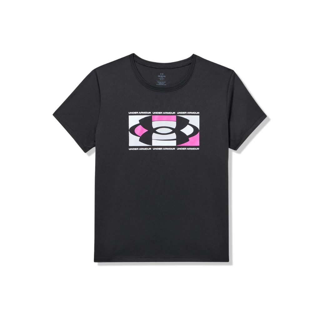 Under Armour Girls' Tech Big Logo Short Sleeve T Shirt, Black - size X-Large