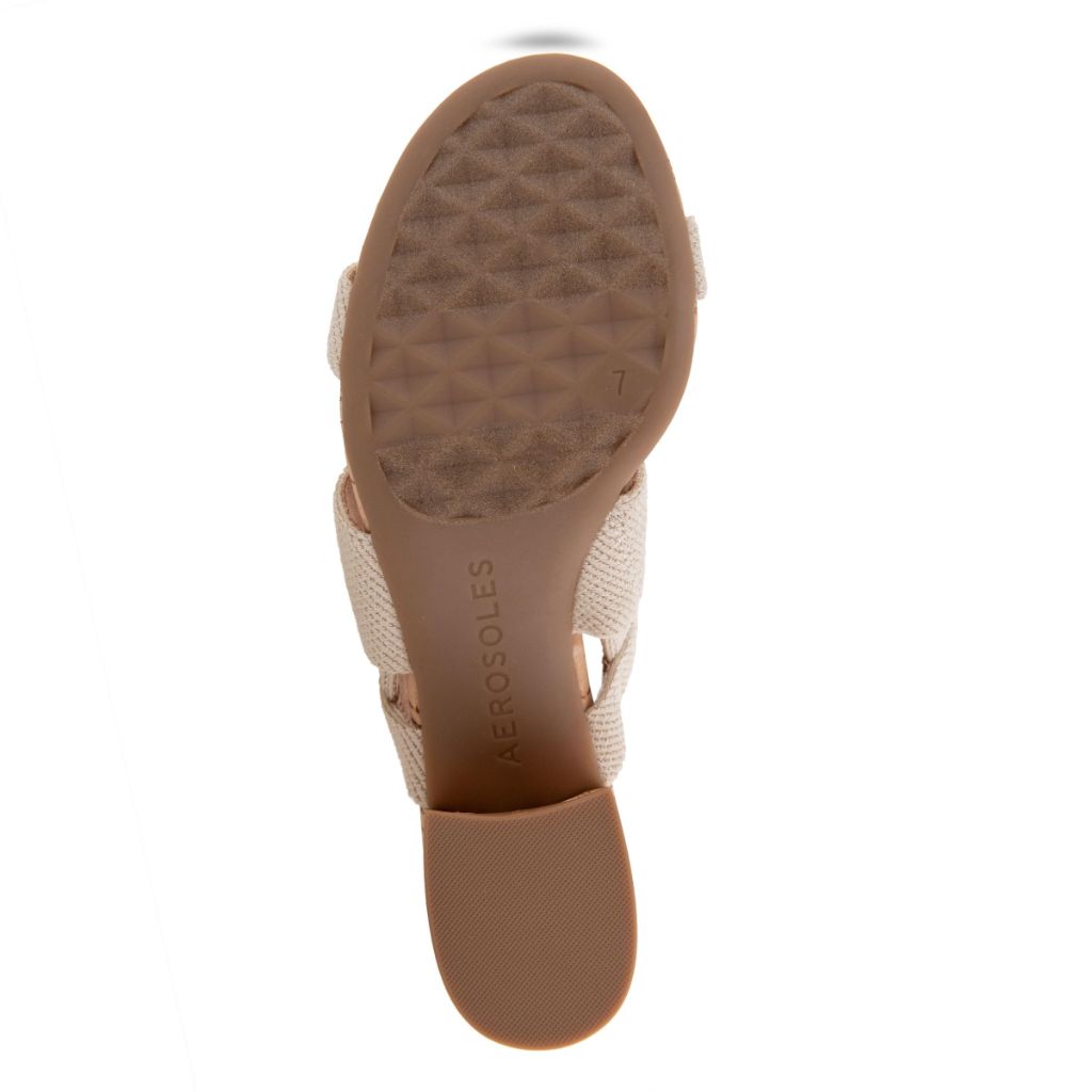 Aerosoles Women's Chara Elastic Strap Heeled Sandal, Natural Linen Elastic/Cork, 9.5W