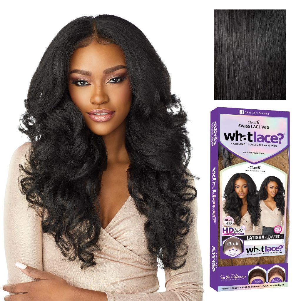 Sensationnel What Lace 13X6 Wigs - Latisha Lacefrontal Hand Tied Glueless Synthetic  (Jet Black 1)