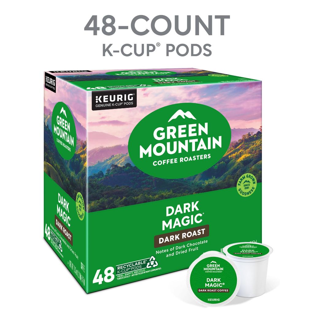 Green Mountain Coffee Roasters Dark Magic, Single-Serve Keurig K-Cup Pods, Dark Roast Coffee Pods, 48 Count