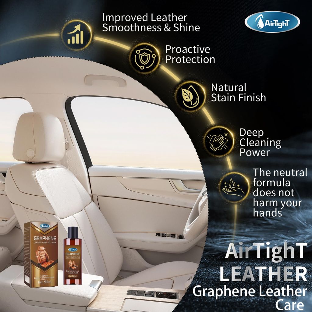 AirTighT Graphene Leather Cleaner & Conditioner Kit - Includes Microfiber Towel & 3D Applicator.