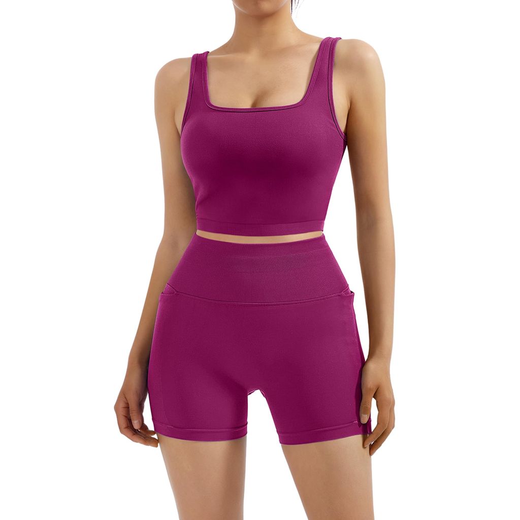 SZ M, SUUKSESS Women 2 Piece Workout Sets (Purple)