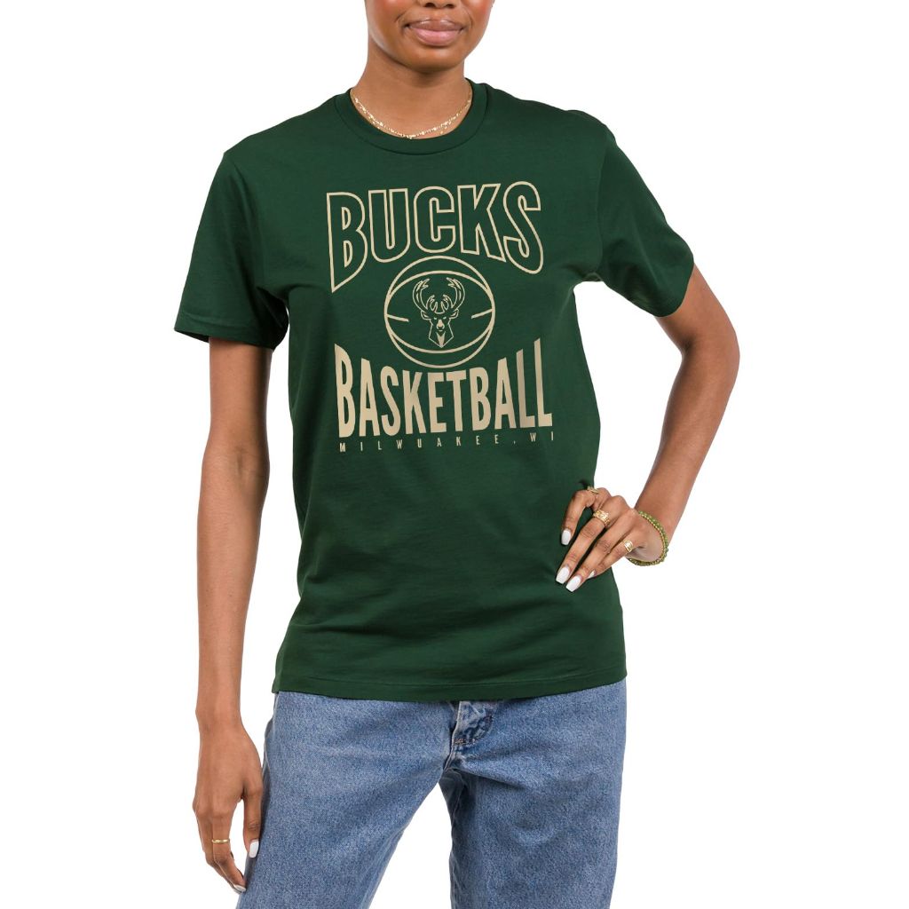 Milwaukee Bucks NBA Team Basketball - Adult Short Sleeve  - XL - Olive green