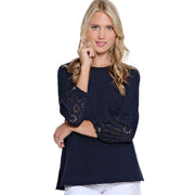 Invalid - Generated proper title: Women's Cotton Spandex Drawstring Three Quarter Sleeve Crew Neck Top - Midnight - Size XL