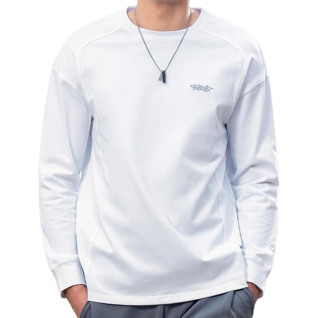 Men's Heavy-Duty Pure Cotton Casual Long Sleeve Shirt - White, Size Large