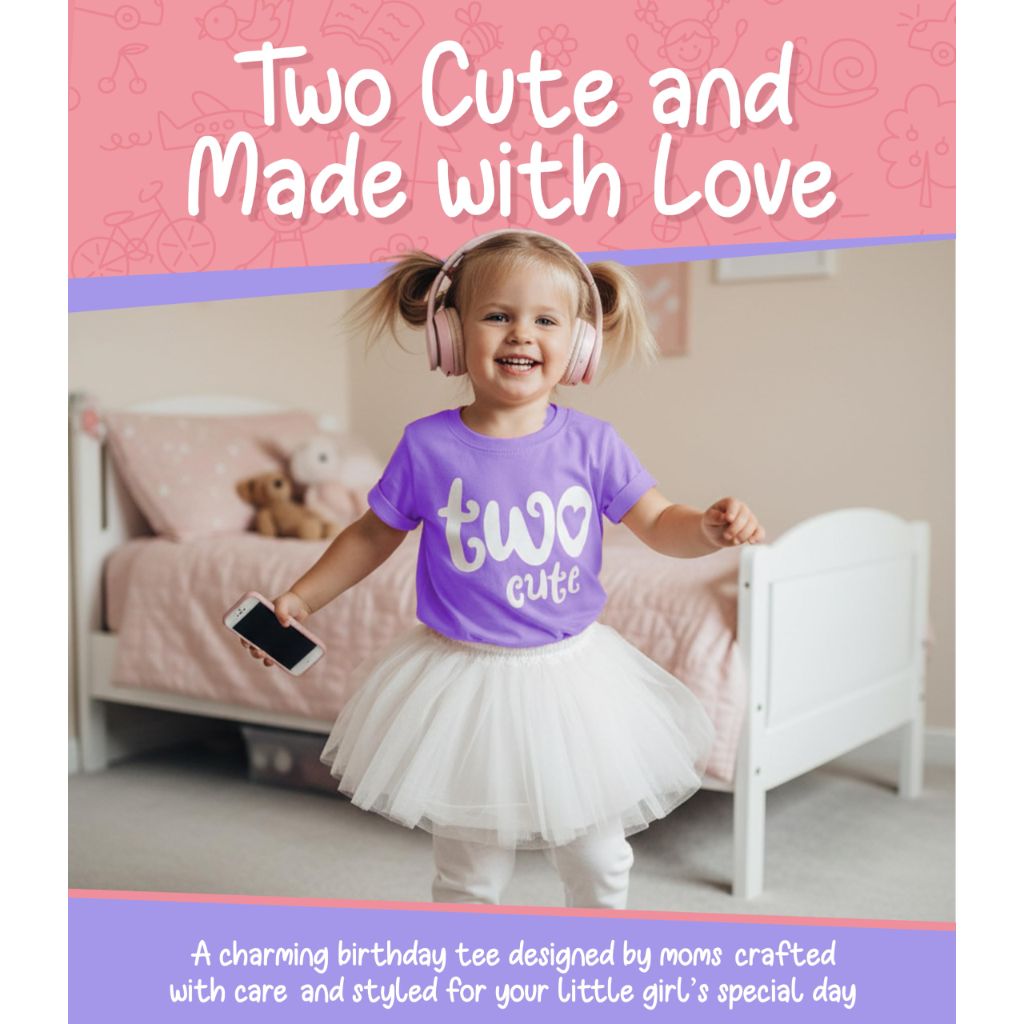 SZ 3T, Lalo & Luna Two Cute 2nd Birthday Outfit/T-Shirt for Two Year Old Girl