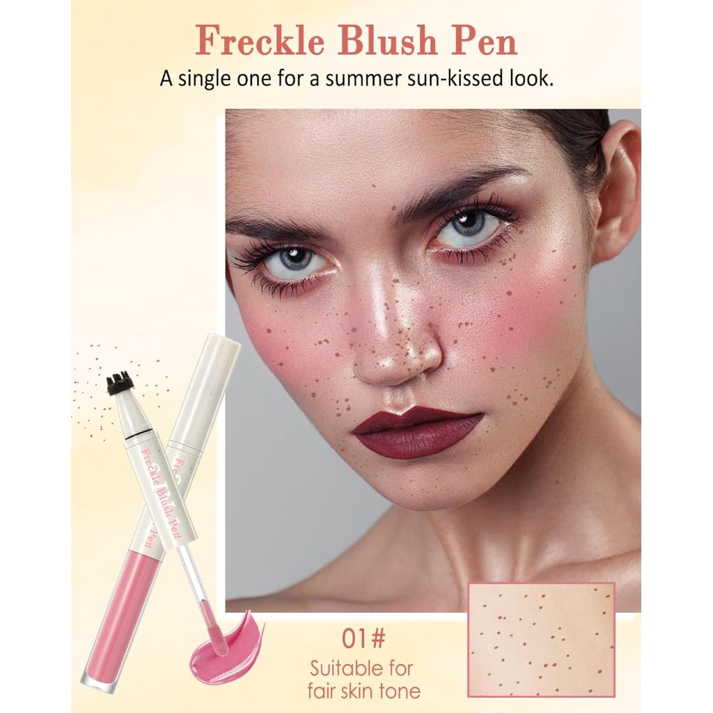 2-in-1 Freckle Blush Pen, Stamp & Liquid Blush with Puff - 01 Pink