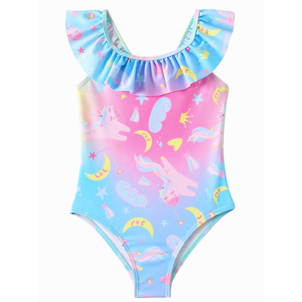 Angel season Toddler Girls Swimsuit, Rainbow Unicorn - Size 5
