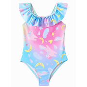 Angel season Toddler Girls Swimsuit, Rainbow Unicorn - Size 5