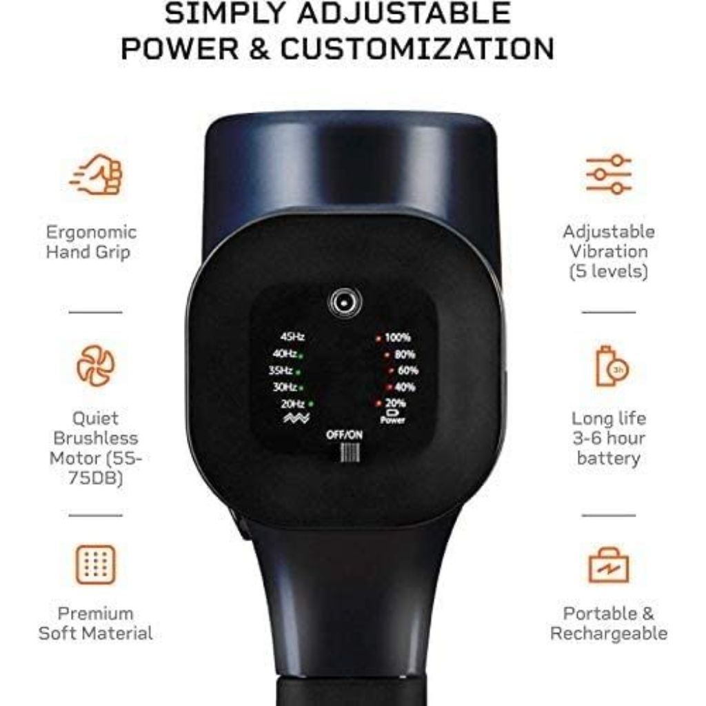 LifePro Percussion Massage Gun for Athletes, Deep Tissue Muscle Massager with 8 Heads & 5 Speeds - Black