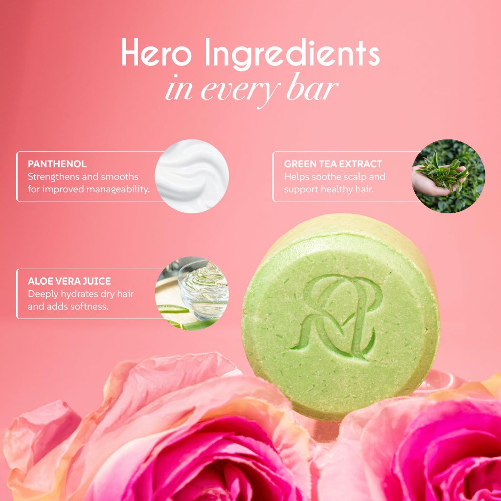 Alice Cares Moisturizing Shampoo Bar for Dry & Frizzy Hair – with Green Tea, Aloe Vera & Rosemary Oil