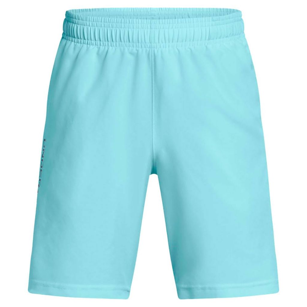 Under Armour Boys Woven Wordmark Shorts, (494) Stream / / Midnight Navy, Small