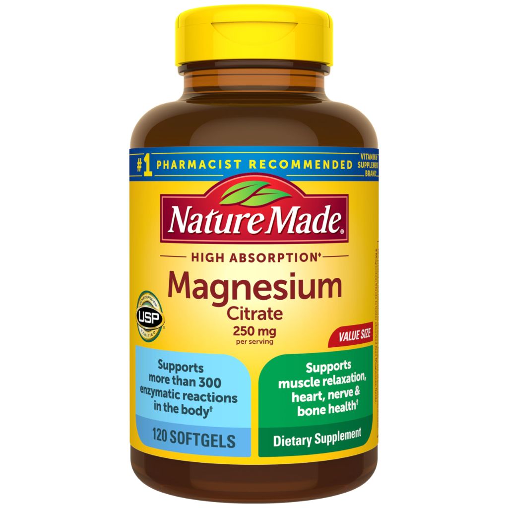 Nature Made Magnesium Citrate 250 mg per serving 120 Softgels, 60 Day Supply
