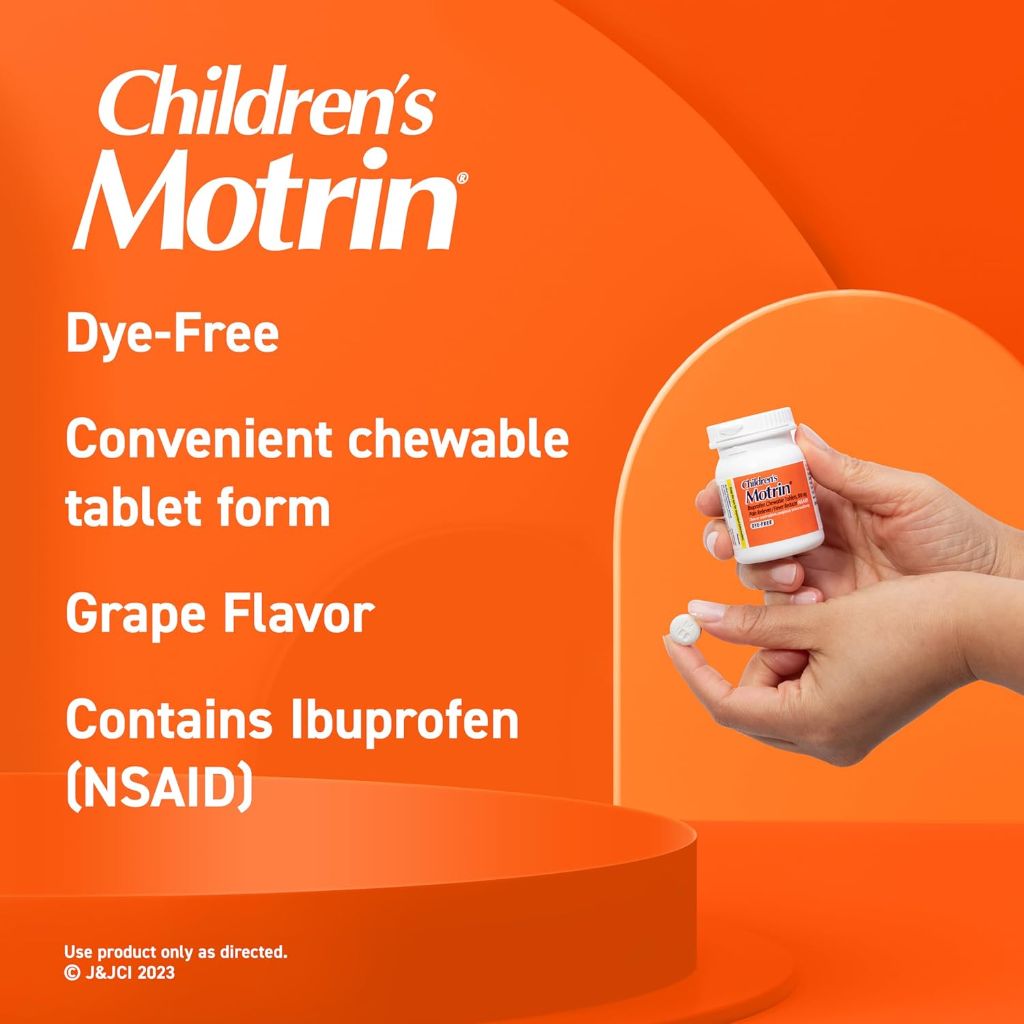 Children's Motrin Dye-Free Ibuprofen Chewable Tablets - Grape, 24ct (2 Pack)