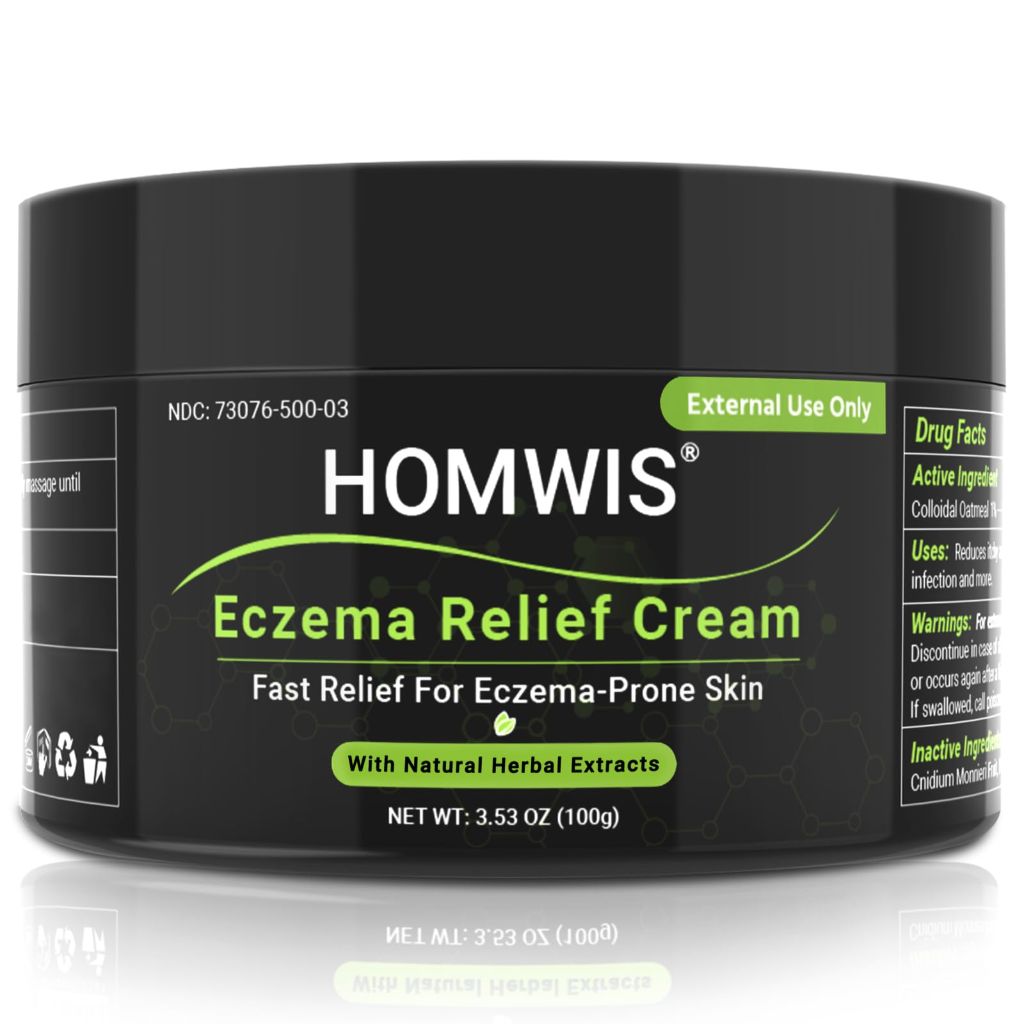 HOMWIS Eczema Cream, Psoriasis, Dermatitis & Rashes Treatment, 3.53 OZ