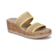 LifeStride Resort Women's Wedge Sandals Natural/Yellow - 6.5 Wide