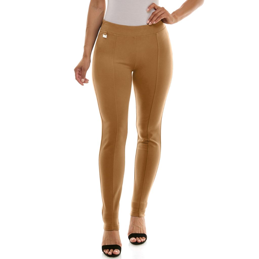 Zac & Rachel Women's Pull On Ankle Pant with Metal Tab, Tobacco Brown - size XXL