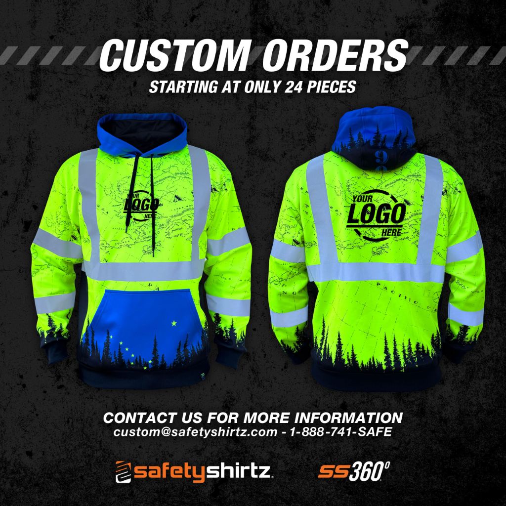 SafetyShirtz Men's SS360º Alaska - Class 3 - Type-R - Reflective Safety Hoodie, Yellow - 4X-Large