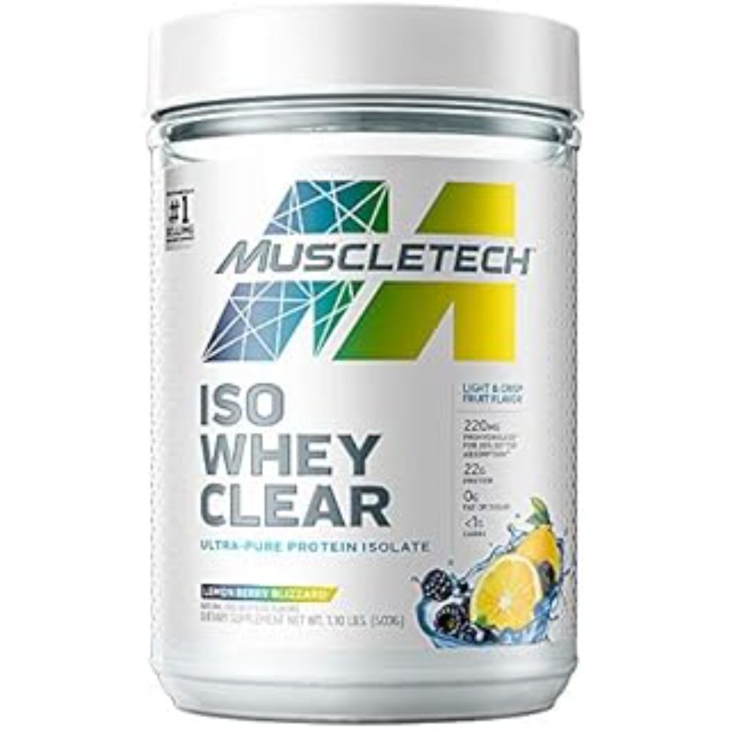 Iso Whey Clear Hydrolyzed Protein Drink Mix Powder  Light and Refreshing  Ultra-Pure Isolate (22g)  Keto Friendly  Lemon Berry Blizzard  19 servings ( 500g )