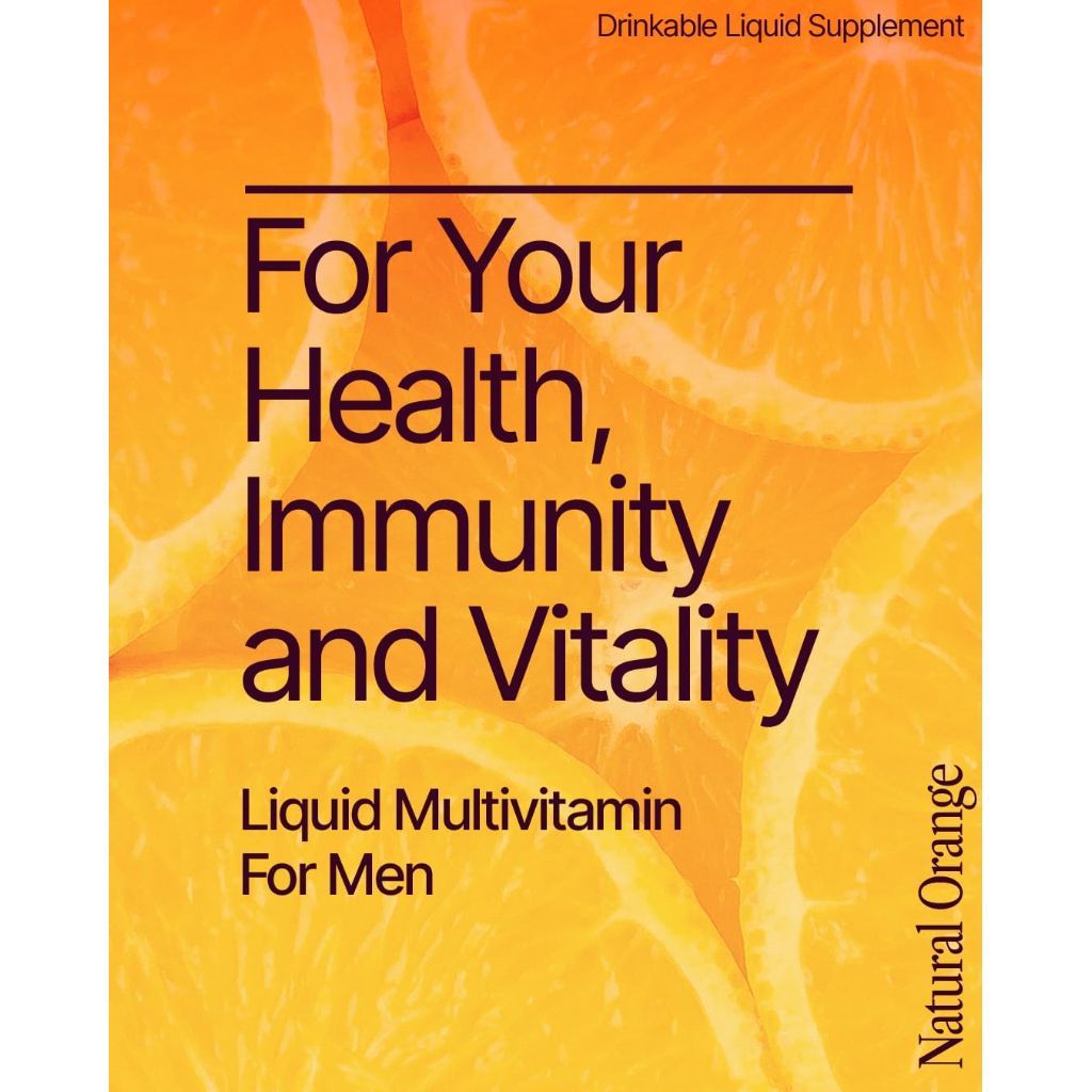 BeMe BeVitalized Liquid Multivitamins for Men with 13 Vitamins & Minerals - Orange (15 Sachets)