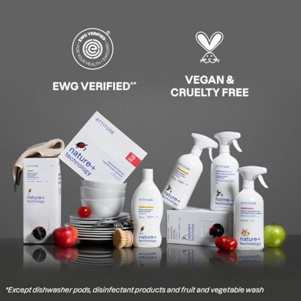 ATTITUDE Dish Soap, Plant-Based & Vegan Dishwashing Liquid - Citrus Zest, 33.8 fl. oz.