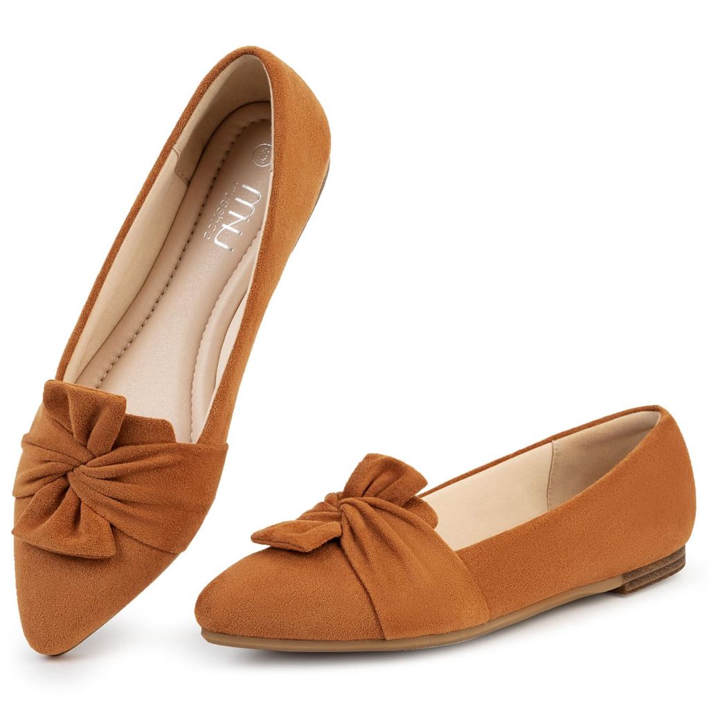 MUSSHOE Comfortable Office Flats for Women: Tan-10