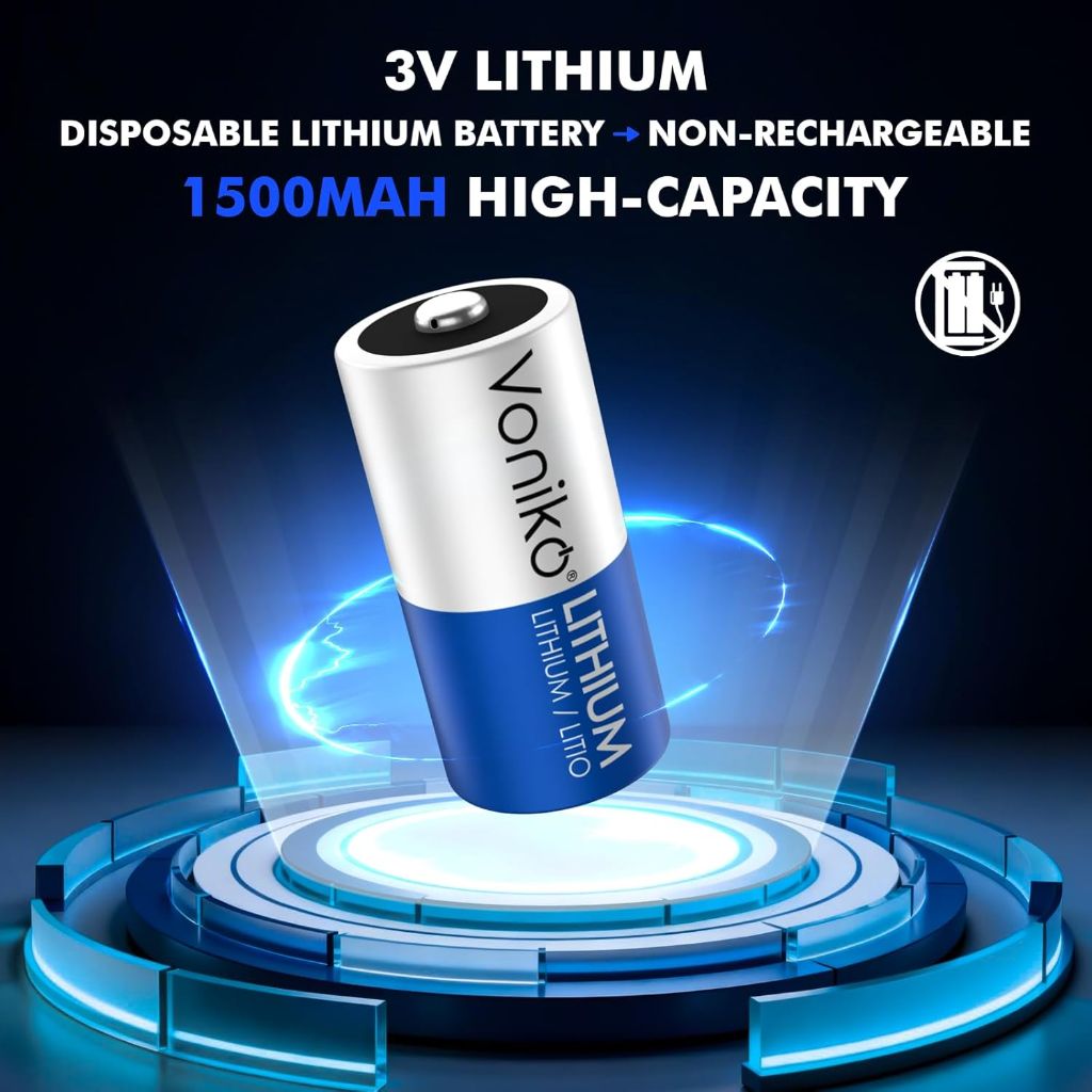 Voniko CR123A Lithium Batteries (12-Pack)  –3 Volt 123 Battery Lithium 10 Years Shelf Life