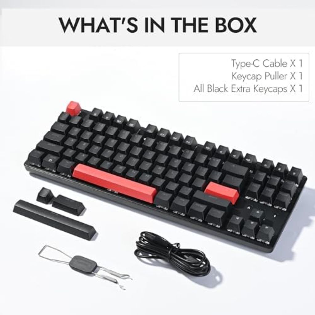LEMOKEY X1 Wired Mechanical Keyboard, QMK Programmable TKL Layout with Pre-Lubed Tactile Switch