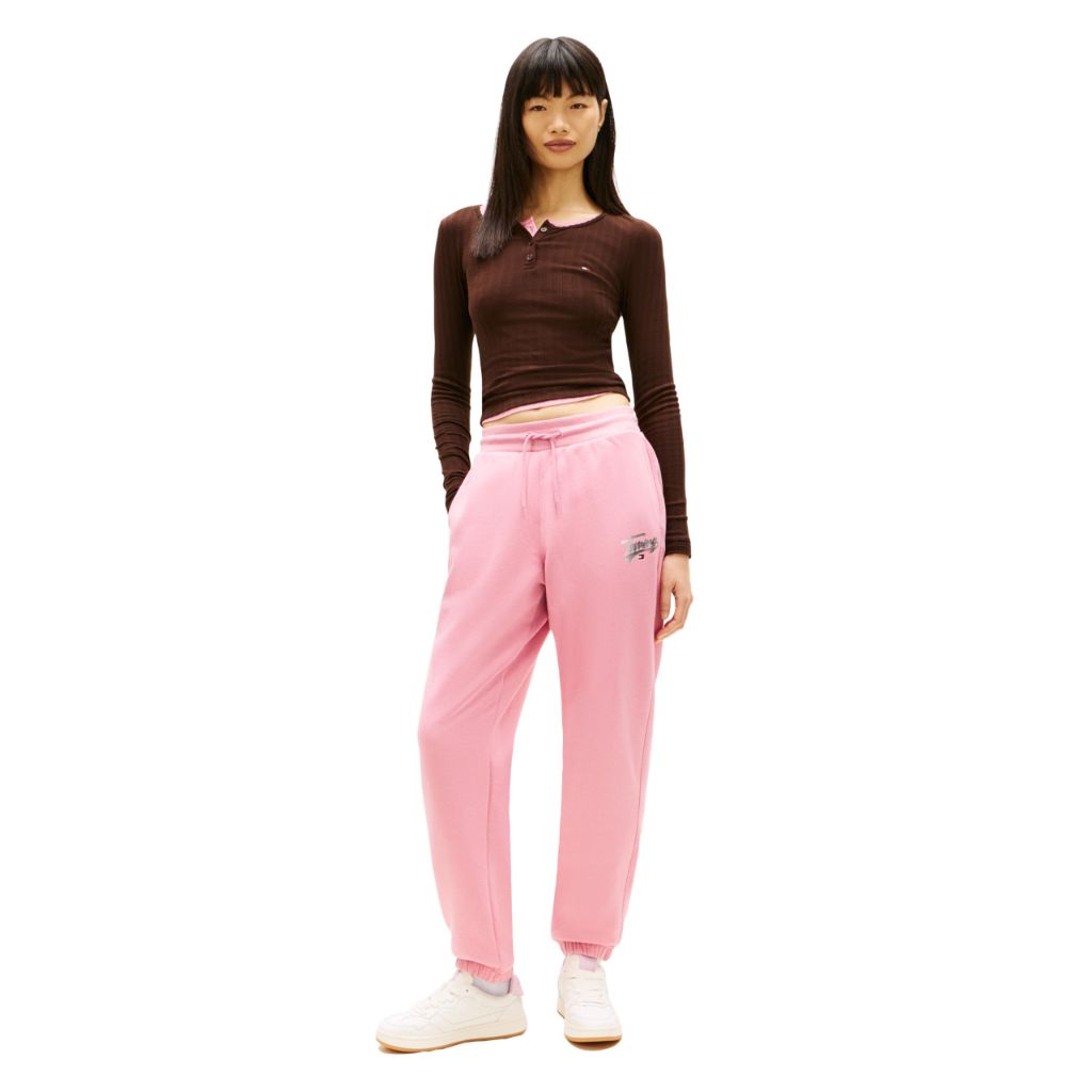 Tommy Jeans Women's Relaxed Printed Logo Jogger Sweatpants, Mystic Pink - size S