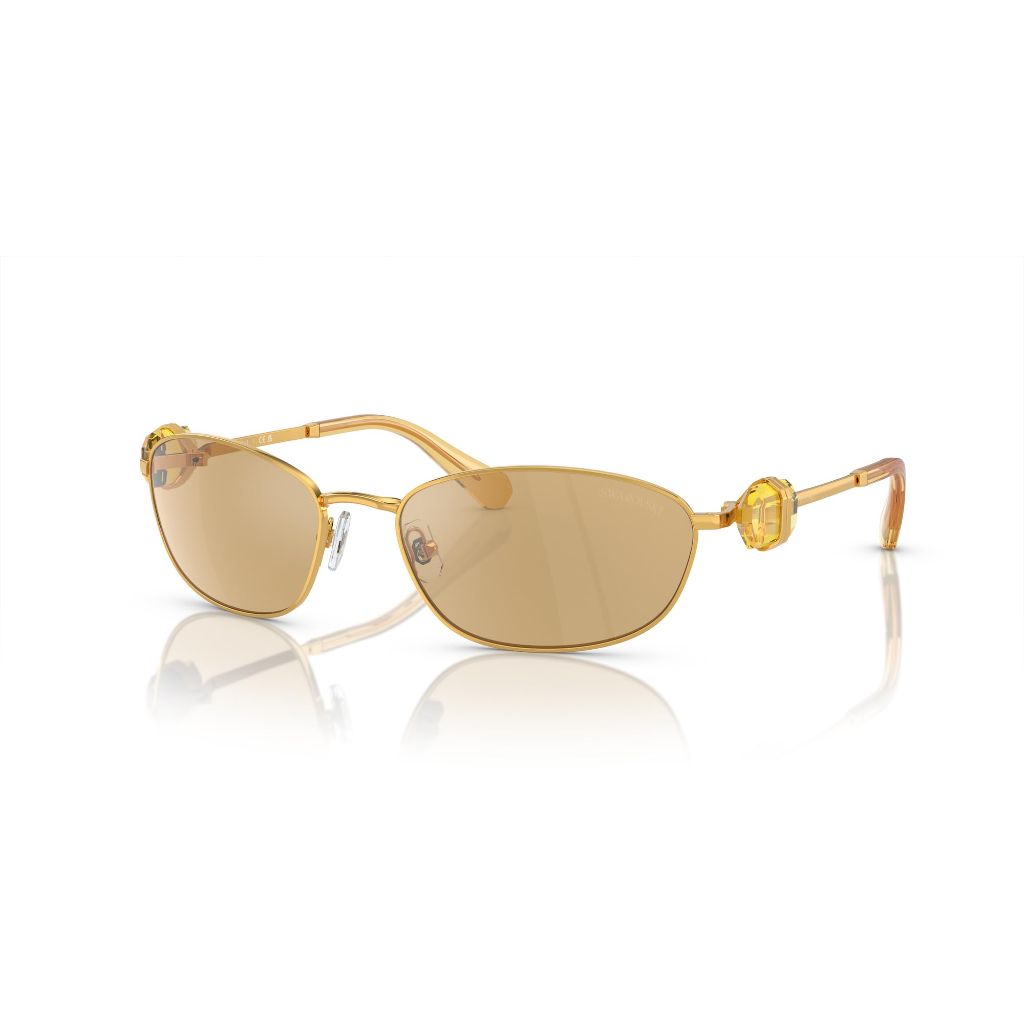 Swarovski SK7010 Sunglasses, Yellow Gold/Light Yellow Mirrored Silver, 59 mm