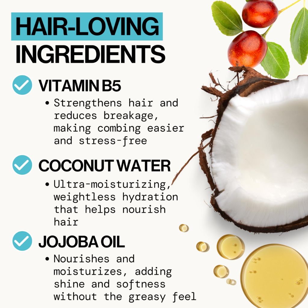 Pacifica Coconut Milk Hair Detangler Spray – Leave-In Conditioning Elixir for Tangle-Free Hair - 207mL