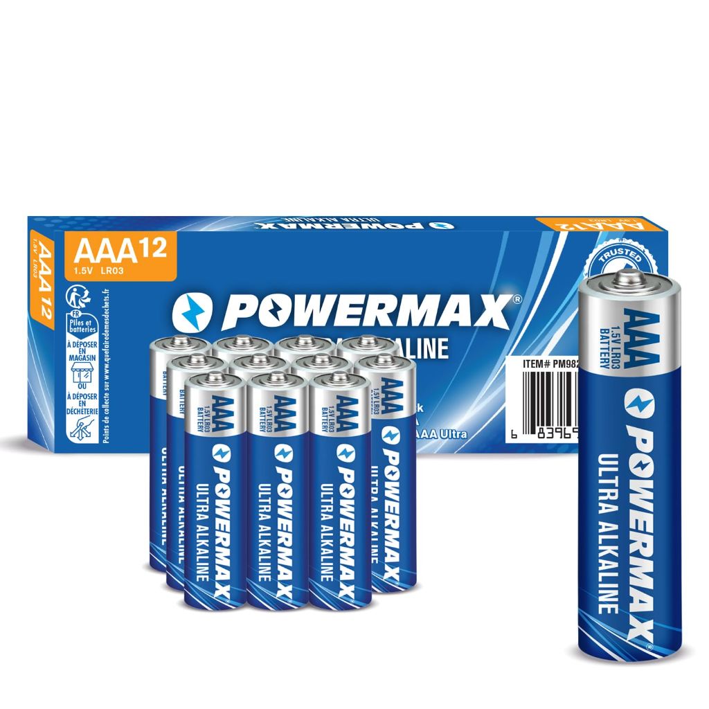Powermax 12-Count Triple AAA Batteries, 10-Year Shelf Life