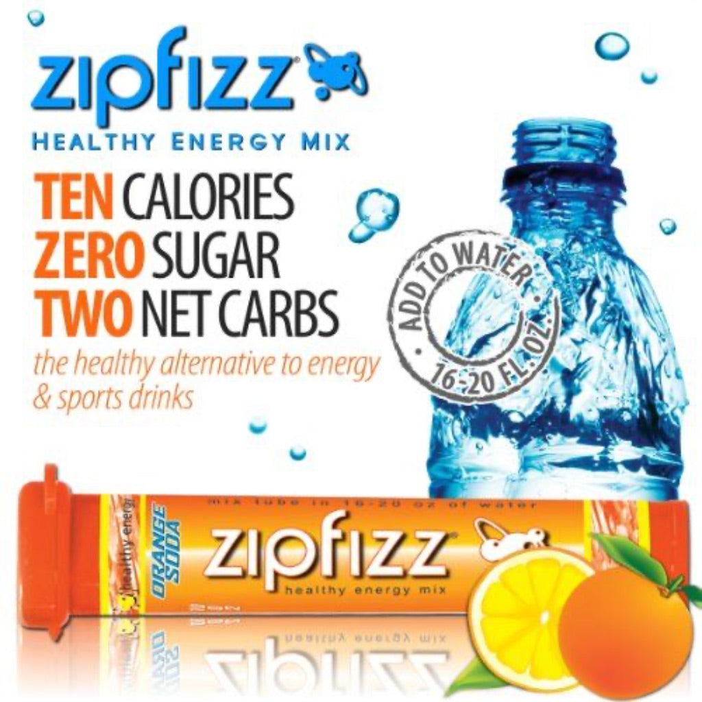 Zipfizz Energy Drink Mix w/Vitamin B12, Orange Soda, 20 Tubes