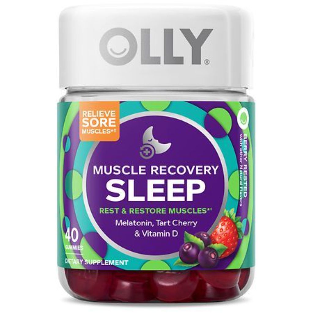 OLLY Muscle Recovery Sleep Gummies 3mg Melatonin Tart Cherry Extract Vitamin D Berry - 40ct