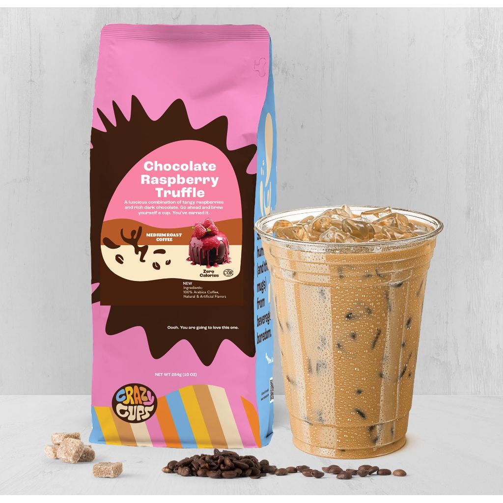 Crazy Cups Flavored Ground Chocolate Coffee, Chocolate Raspberry Coffee in 10 oz Bag