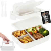 GORILLA GRIP BPA-Free Leakproof Bento Lunch Box, Lid Includes Built-In Utensil Set, 1 Tier Style, White