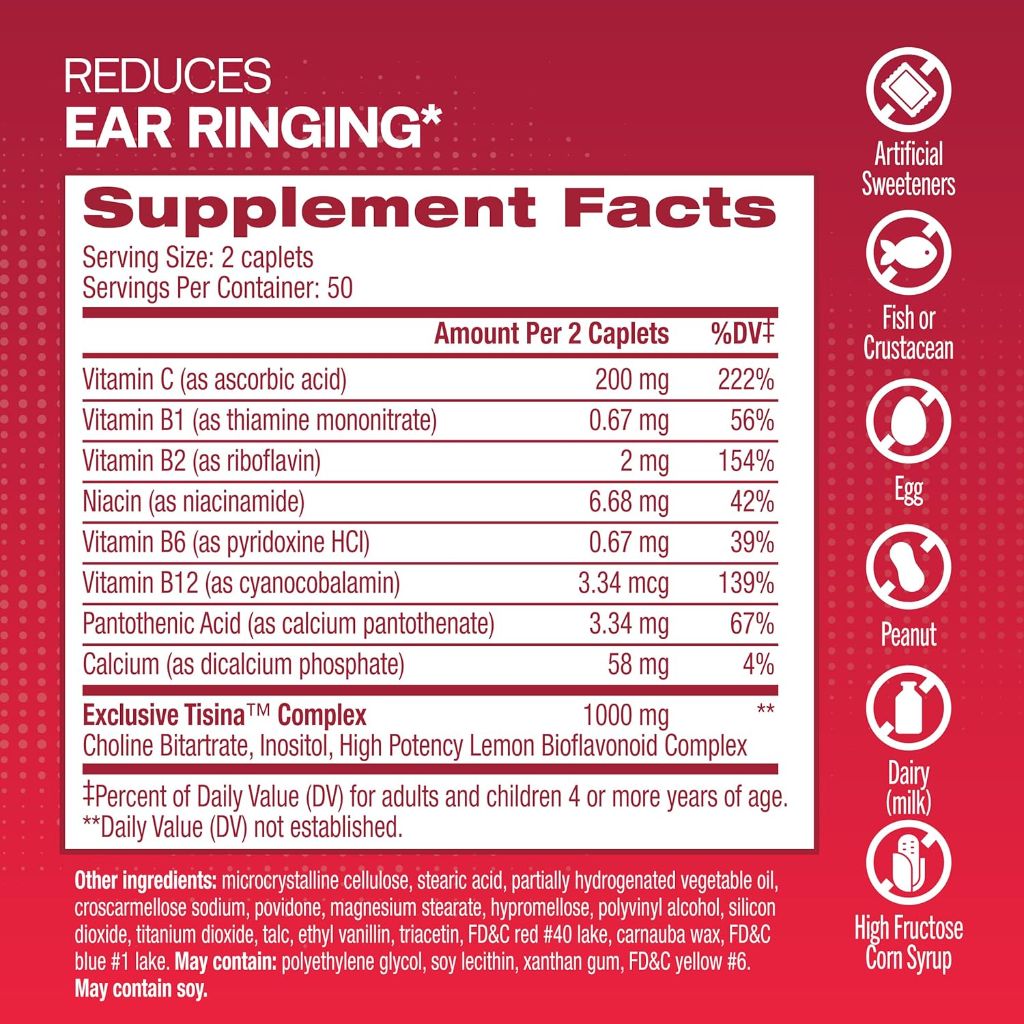 Lipo-Flavonoid Tinnitus Ear Ringing Reducer, 100 Caplets