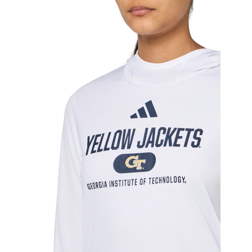 Adidas Women's D4T Georgia Technical University Lightweight Hoodie, White/Collegiate Navy/Georgia Technical University, Large/Tall