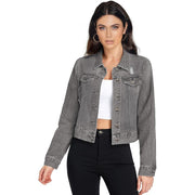 Hybrid & Company Women's Long Sleeve Denim Jacket - Grey, Size 1X