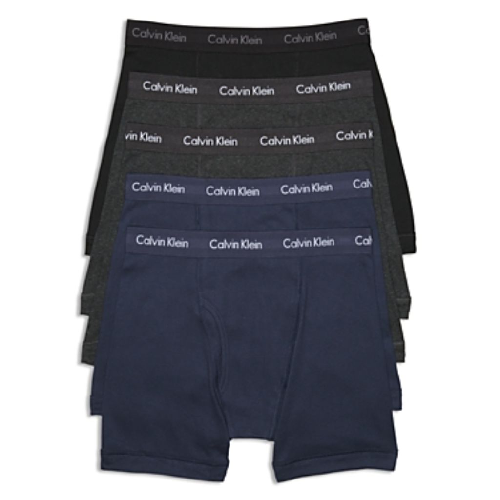 Calvin Klein Men's Cotton Classics Boxer Briefs -Black/Gray/Navy, Size Medium (5 Pair)