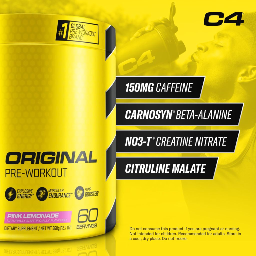 C4 Original Pre-Workout Powder - Pink Lemonade, 60 Servings