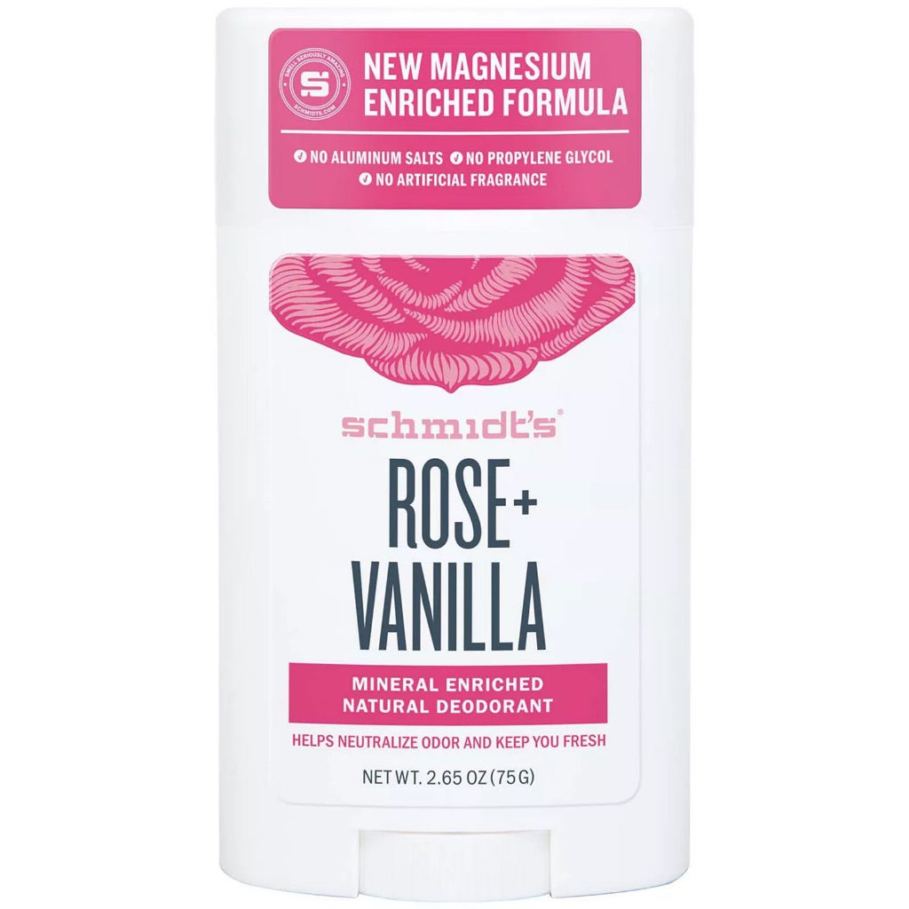 Schmidt s Rose & Vanilla 24 Hour Odor Protection Aluminum-Free Vegan Deodorant  2.65 oz