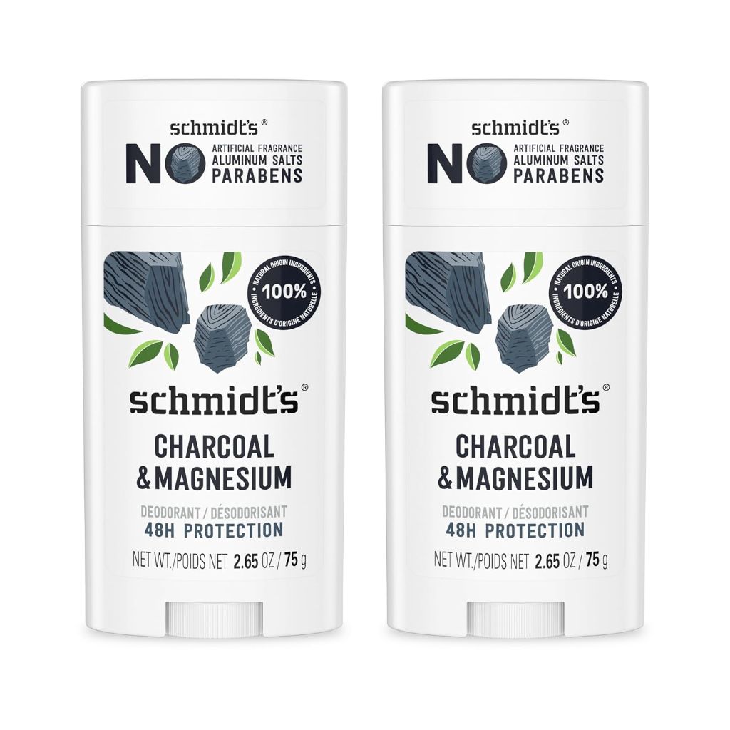 Schmidt's Aluminum-Free Deodorant - Charcoal & Magnesium, 2.6oz (2 Pack)
