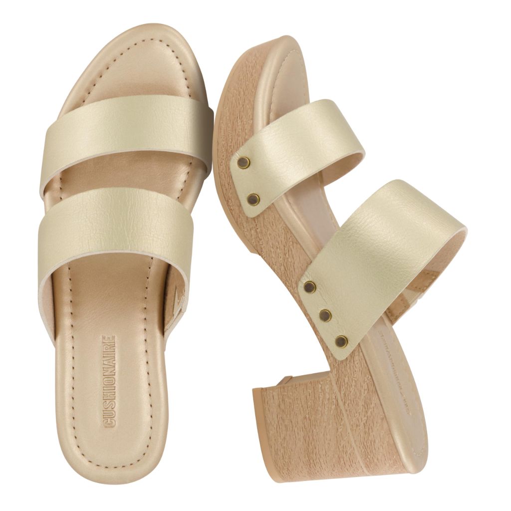 CUSHIONAIRE Women's Sky Platform Sandals - Gold, Size 11