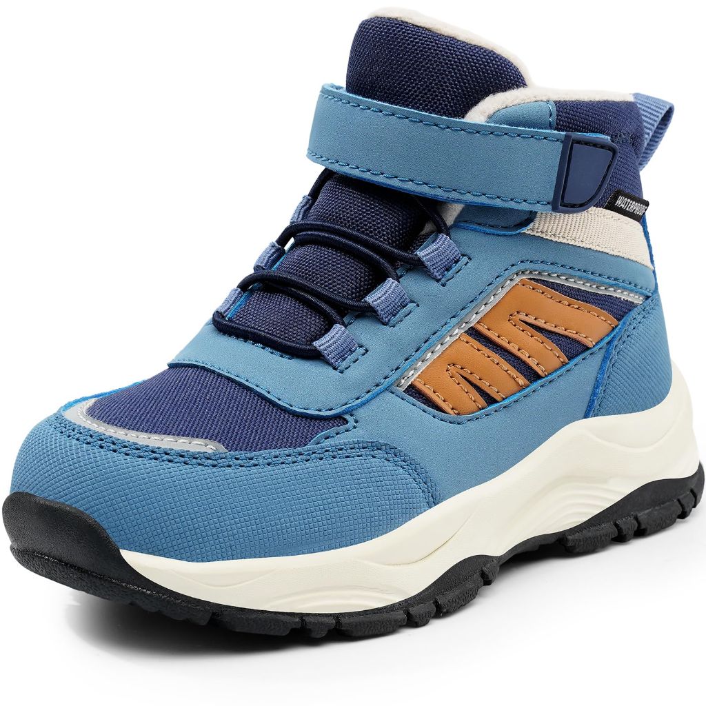 Harvest Land Kids Hiking Boots Waterproof Winter Snow Shoes Mid Ankle Boots For Outdoor Trekking Walking Non-Slip Lightweight Blue 2 Little Kid