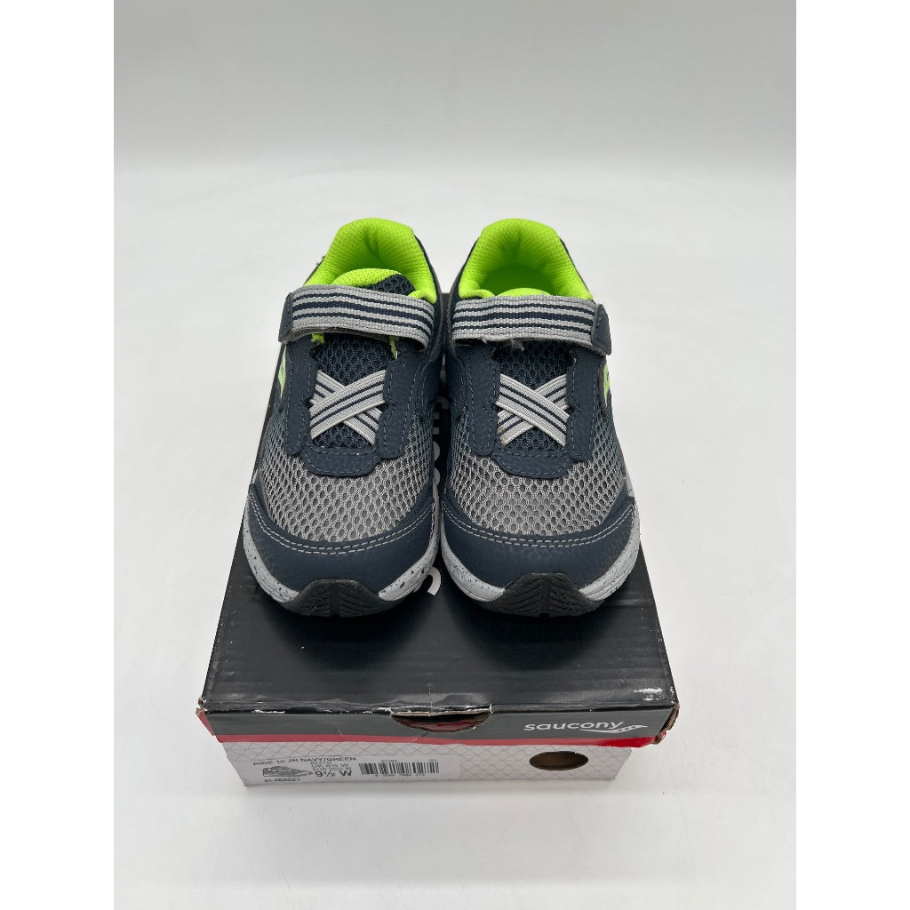 Saucony Kids Ride 10 Jr Sneakers, Navy/Green - Size 9.5 Wide (Toddler)
