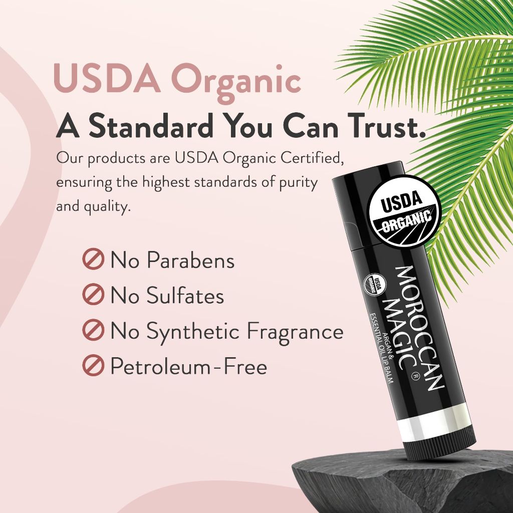 Moroccan Magic Organic Lavender Vanilla Lip Balm 3 Pack | Ultra-Hydrating Argan & Essential Oil Lip Moisturizer + Vitamin E