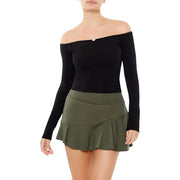 Forever 21 Women's Rosette Off-The-Shoulder Top - Black, Large