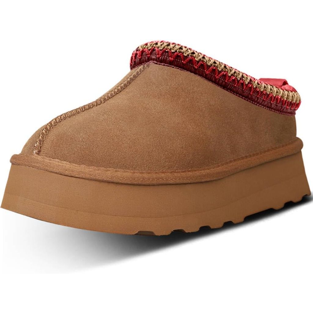 Fleece-Lined Women's Platform Moccasin Clogs - Brown, Size 10